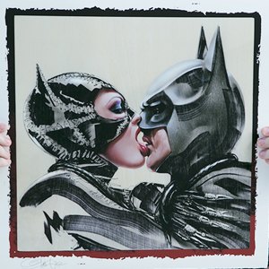 Batman And Catwoman Tongue Lashing Art Print (Olivia De Berardinis)