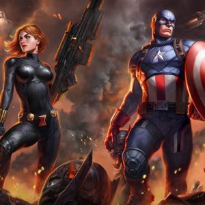 Captain America And Black Widow Art Print (Alex Pascenko And Ian MacDonald)