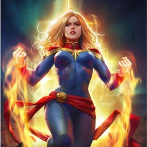 Captain Marvel Art Print (Derrick Chew)