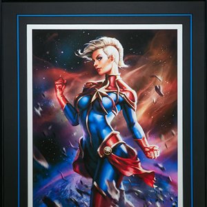 Captain Marvel Art Print Framed (Ian MacDonald)