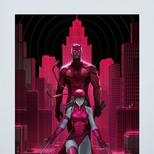 Daredevil And Elektra Glow In The Dark Art Print (Hoi Mun Tham)