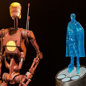 Geonosis Commander Battle Droid And Count Dooku Hologram