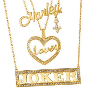 Harley Loves Joker Necklace Set (Gold-Plated)