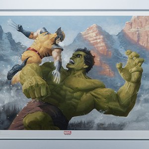 Hulk Vs. Wolverine Art Print Framed (Paolo Rivera)