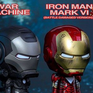Iron Man MARK 4 Battle Damaged, War Machine And Whiplash MARK 2 Cosbaby SET