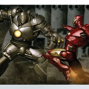 Iron Man Vs. Iron Monger Art Print (Adi Granov)