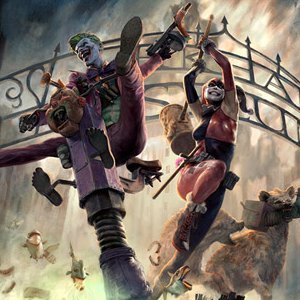 Joker And Harley Quinn Arkham Asylum Breakout Art Print (Jon Foster)