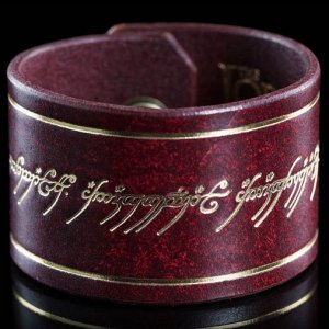 One Ring Inscription Leather Cuff