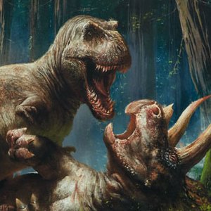 T-Rex Vs. Triceratops Art Print (RJ Palmer)