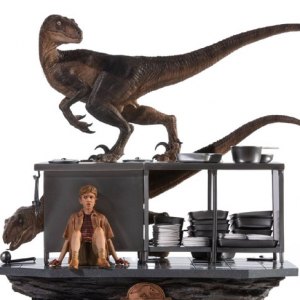 Velociraptors In Kitchen Diorama