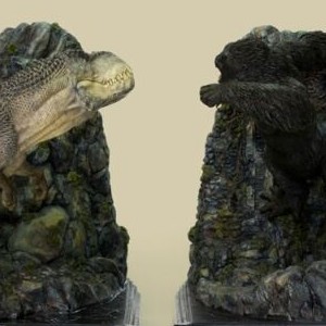 Kong Vs. V-Rex Bookends (studio)