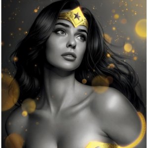 Wonder Woman Black & Gold Art Print (Warren Louw)