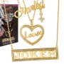 Harley Loves Joker Necklace Set (Gold-Plated)