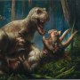T-Rex Vs. Triceratops Art Print (RJ Palmer)